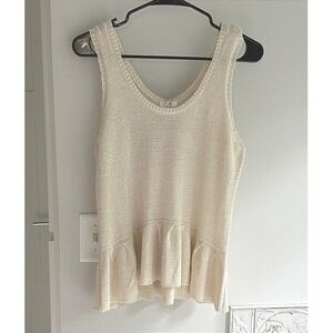 Blu Pepper Knit Peplum Tank Top Cream Cozy Life Womens Size S New
